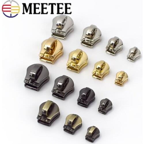 Meetee 10pcs 3# 5# 8# 10# Metal Zipper Head Pull Slider Zip Lock Bag Luggage Garment DIY Repair Kit Hardware Accessories AP604