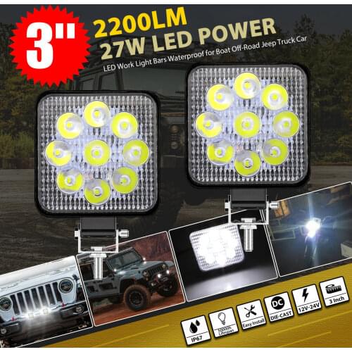 2x 3inch LED Work Light Bar Spot Pods Fog Lamp Offroad Driving Truck SUV ATV 4WD