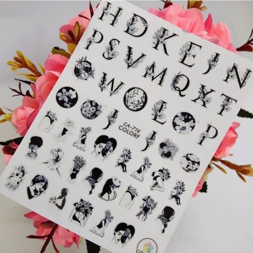 New Flowers Letters 3D Nail Sticker for all nails Decoraciones Self adhesive Design Nail Art Foil Decals Manicure Accessories