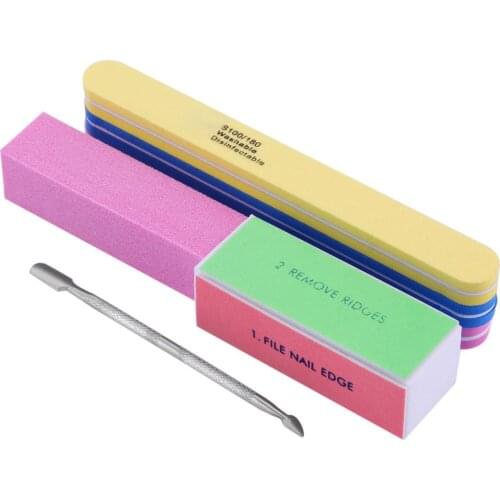 6pcs/Set Nail File Kits Buffing Polishing Dead Skin Pusher Manicure Tools