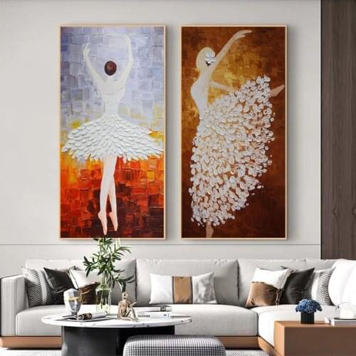 Abstract Dancing Ballet Girl Oil Painting Canvas Art Posters and Prints Wall Art for Living Room Home Decoration Cuadros
