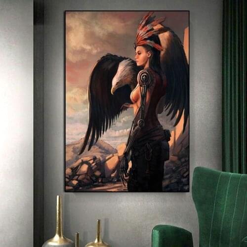 DIY Diamond Painting robot Cross Stitch Full Square Round Diamond Embroidery eagle and indians woman Pattern Mosaic Decor N813