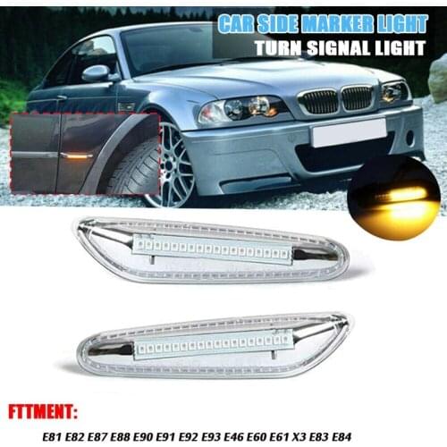 Car Dynamic LED Side Marker Light Turn Signal Light Blinker For-BMW E60 E61 E46 E90 E91 E81 E82 E88 X3 X1