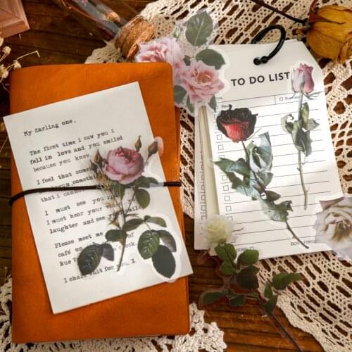 Large Size Romantic Rose Sticker DIY Scrapbooking junk journal Bottom Collage Diary Phone Gift Sealing Decoration Sticker