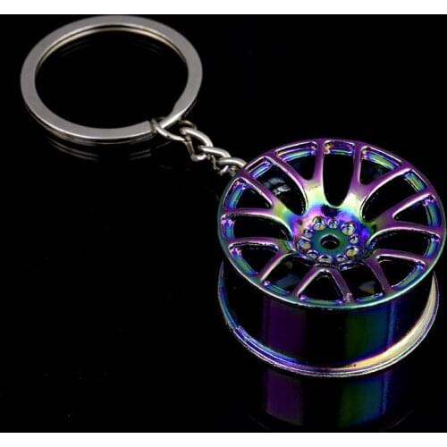 Alloy Wheel Rim Turbo Metal Pendant Gold/Silver/Gun Metal/Colorful Car Tuning Toy Metal Pendant Mini Keychain Keyring Hanging