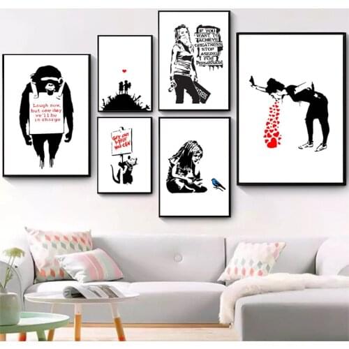 Black White Modern Abstract Wall Graffiti Art Canvas Painting Posters And Prints Wall Pictures For Living Room Decor Aesthetics