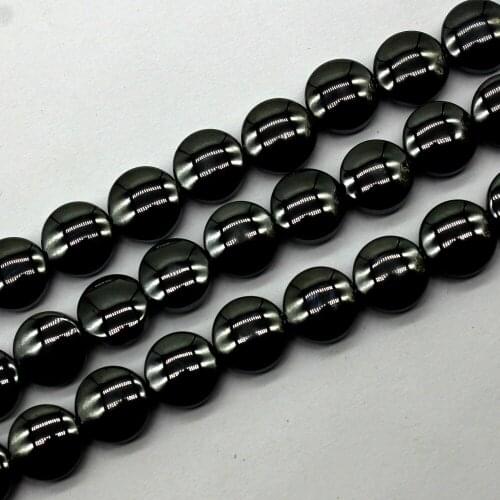 Black hematite stone HOT sell6mm 8mm 10mm 12mm Natural fashion round cake stack beads loose Beads 15 inches