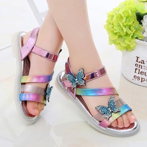 Children Sandals For Girls Kids Shoes Fashion Rhinestone Butterfly Summer Sandal Slippers Child Sandles Sandalias Chaussure