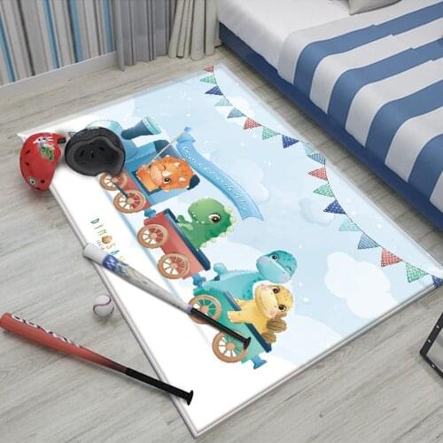 Baby Hand Print Rug Baby Play Mat Rectangular Children Carpet 2021 Hot Sale Interest Cute Animal Pattern Children Flannel Carpet