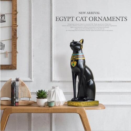 ERMAKOVA Resin Bastet Cat Crafts Egyptian Cat Figurine Animal Sculpture Home Office Desktop Decoration Gift