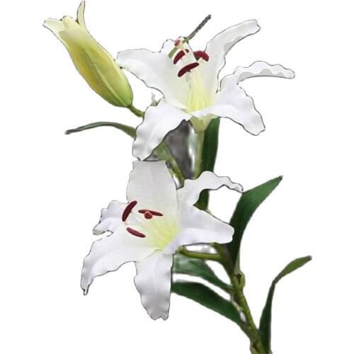 8pcs Faux Long Stem Lily Stem Simulation Lilies with Green Leaf for Wedding Home Showcase Decorative Artificial Flowers