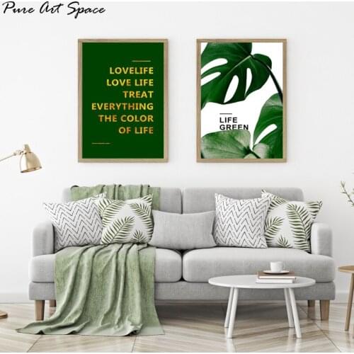 Canvas Art Print Nordic Painting Green Leaves Picture Monstera Deliciosa Floral Wall Poster Nordic Home Decor