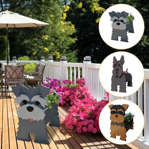 Dog Planter Animal Shaped Cartoon Succulent Planter Wooden Flower Pot Decor Succulent Planter Decor Crafts Potted DROPSHIP