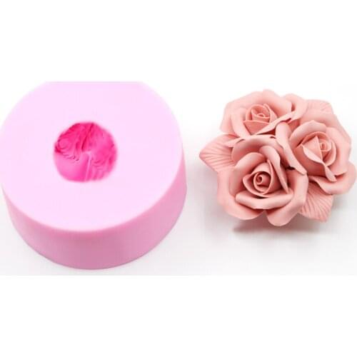 Beautiful Three Rose Flowers Shape Handmade Soap Chocolate Candy Tools Cake Decoration Silicone Mold Flowers Silicone Mould