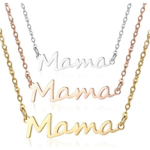 Fashion Mama Letters Necklace Stainless Steel Mom Baby Lockbone Chain Pendant Choker Female Jewelry Mothers Day Gift