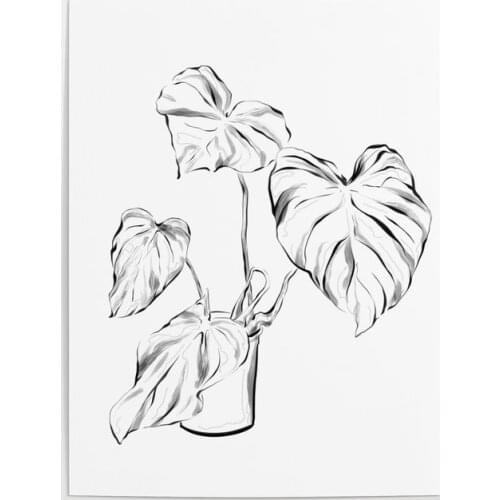 Modular Hd Prints Picture Beautiful Gift Home Decoration Painting Leaf Line Vase Canvas Poster No Frame Wall Art For Living Room