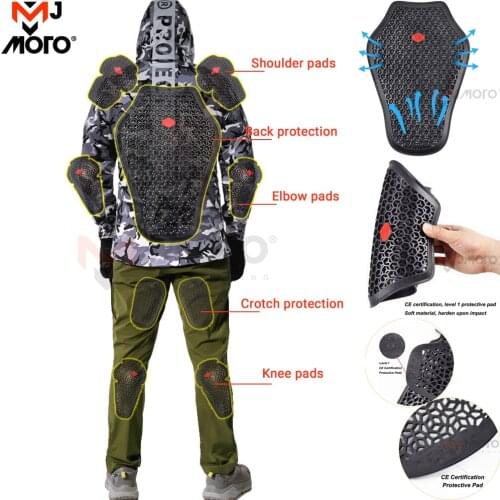 Level 1 CE Certified Motorcycle Pants Hip & Knee Pads Protective Gear Motorbike Jacket Chest Elbow Shoulder Back Protector Pads