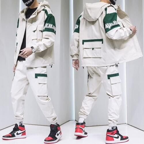 2020 Autumn Men Streetwear Tracksuit Hooded Jacket and Pants Harajuku Joggers Men Cltothing Suit Vintage Running 2 Piece Set