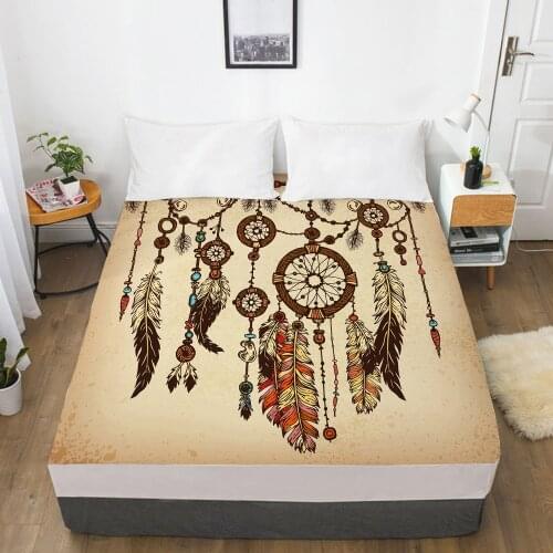 Customize Fitted Sheets Mattress Cover With Elastic Band 3D Bedsheet Linens 90x200 200x220 Bed Sheet Bedding Bohemia