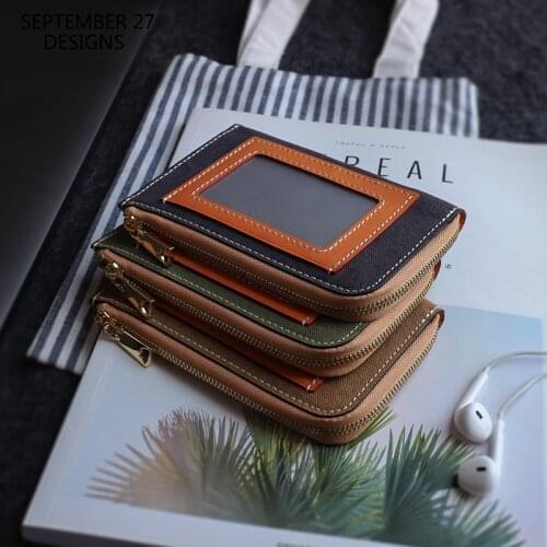 Coin Purse Student Mini Wallet Cow Leather Fashion Girls Change Purses Canvas Women Coin bag Men Boy Small Zipper Card wallets