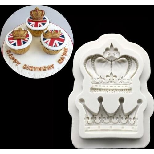 Wholesale 10 Pcsa/lot Two Crown Shape 100% Platinum Silicone Sugarcraft Mould, Fondant Cake Decorating Tools Bakeware