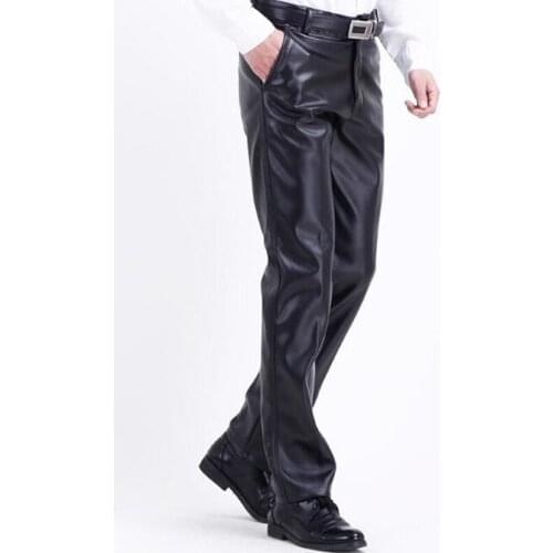 Autumn Winter PU Faux Leather Pants Men Skinny Windbreak Waterproof Motorcycle High Elastic Tight PU Leather Trousers Plus Size