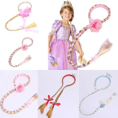 Girl Wig Headband Hair Plait Princess Kids Costume Accessory Princess Headband Hair Girl Wig