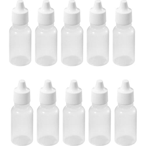 10Pcs 10 ML 1/3 OZ Plastic Childproof Dropper Bottles Oil Lotion Refillable Bottle