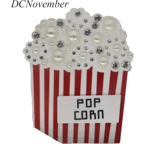 Pop corn Brooches pins Acrylic with Pearl Crystal Popcorn Brooches Women Men Brooch Dress Jewelry