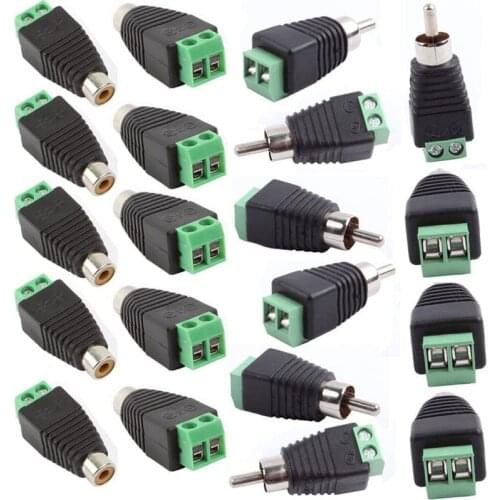 RCA Male Plug to AV Screw Terminal Audio Video Connector Speaker Wire to RCA Adapter