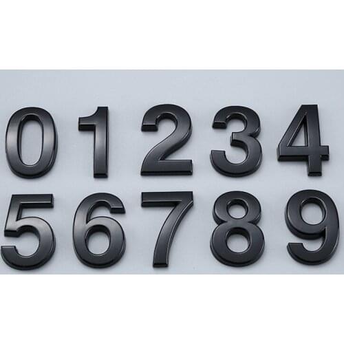 3D Black Door Number Sign Self Adhesive House Address Door Plate 0 to 9 Digits Hotel Apartment Home Street Number Stickers