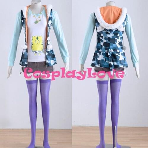 Custom Made Japanese Athemis SUPERSONICO Camouflage cosplay costume kit hooded jacket T-shirt necklace skirt 5 PCS any size