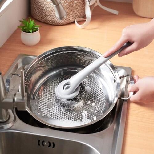 Long Handle Dishwashing Brush Kitchen Gadgets Decontamination Cleaning Brush Scouring Pad PP Material Pot Brush Household Tools