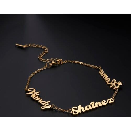 Sipuris Custom Multi-Name Bracelet Stainless Steel Personalized Gold Name Bracelet For Family Couple Gift Fashion Jewelry 2021
