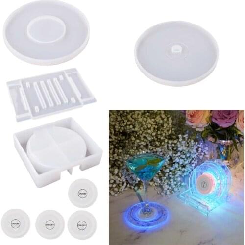 Glowing Cup Mat Silicone Mould Coaster Epoxy Resin Mold DIY Crafts Home Decorations Casting Tools