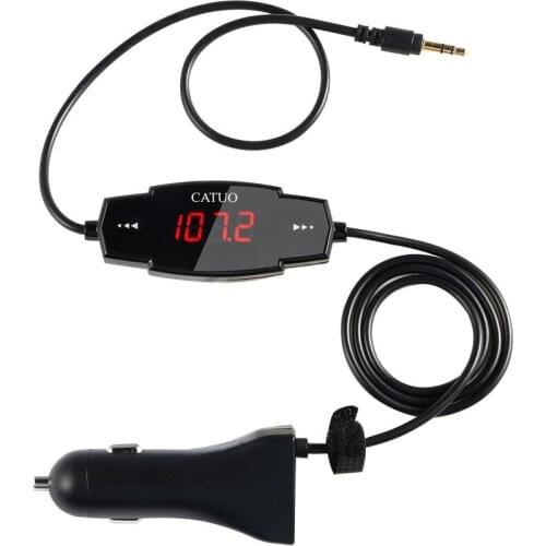 Fm Transmitter Car Kit Radio Modulator For Car With 3.5Mm Aux Plug And 5V/2.4A Usb Car Charger Easy To Use Black