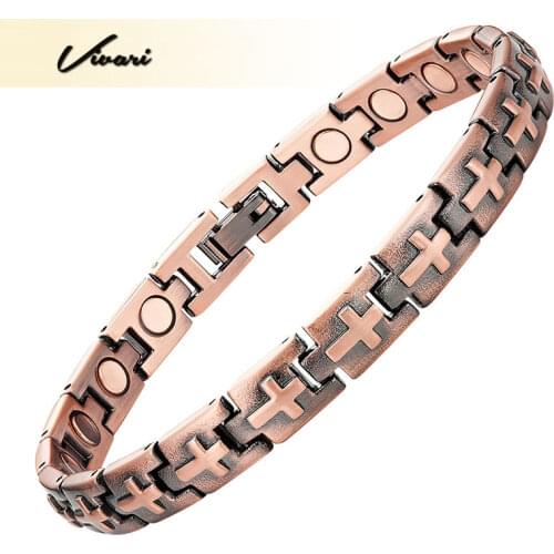 Vivari Magnets Gift Jewelry Bracelet For Women Copper Plating Healing Magnetic Men Bracelets Cross Shape Bangle Wristband Charm