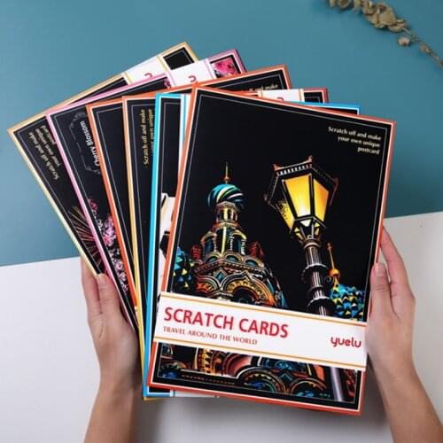 World Famous City Night View Scraping Painting Creative City Scratch Night View Sketchpad Drawing Toys For Kid Learning Toy Gift