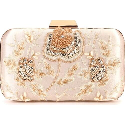 Women Evening Embroidery Flower Bride Party Purse Bag Wedding Drystal Clutch Lady Vintage Day Clutches