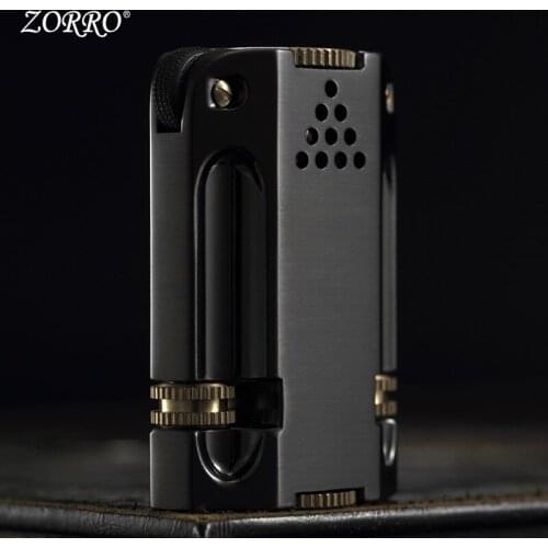 Zorro Torch Kerosene Lighter Windproof Metal Retro Creative Personality Two Wheel Lighter Cigar Accessories