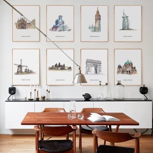 07G Watercolor World Landmark Architecture A4 Canvas Art Painting Print Poster Picture Wall Office Living Room Home Decoration