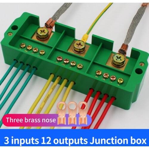 1 pcs 3 Input Wire Splitter Box Wires Connector Copper Terminal Block