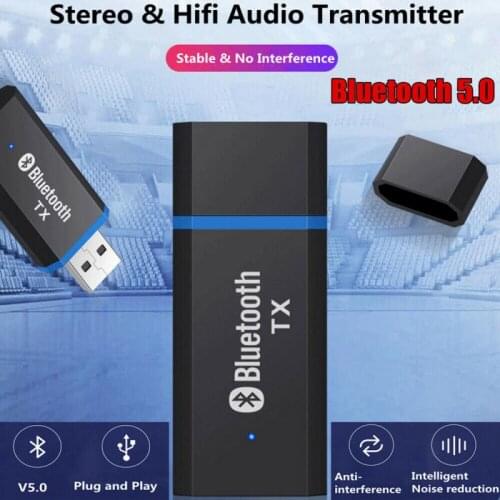 1 Pcs Bluetooth Transmitter Adapter USB Bluetooth 5.0 + EDR For TV PC USB Audio Transmitter 3.5MM Jack AUX Wireless Adapter