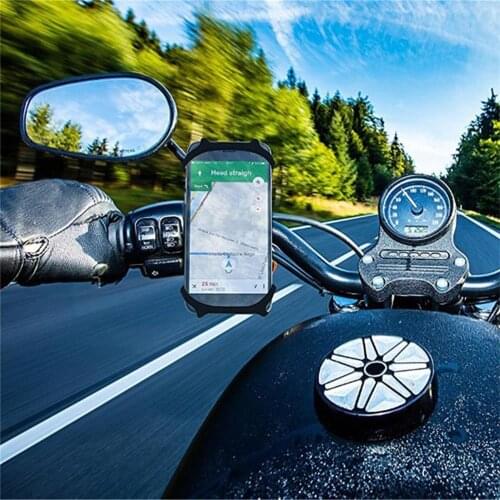 360 Degree Rotatable Motorcycle Bicycle GPS Mount Bracket Silicone Magnetic Bike Handlebar Phone Holder Stand For 4.0-5.8 Inch