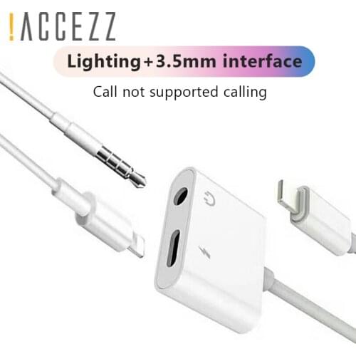 !ACCEZZ 2 in 1 Charge Earphone Adapter For IPhone X XS Max XR 7 8 Plus 3.5mm Jack Aux Audio Charger Listening Connecter Splitter