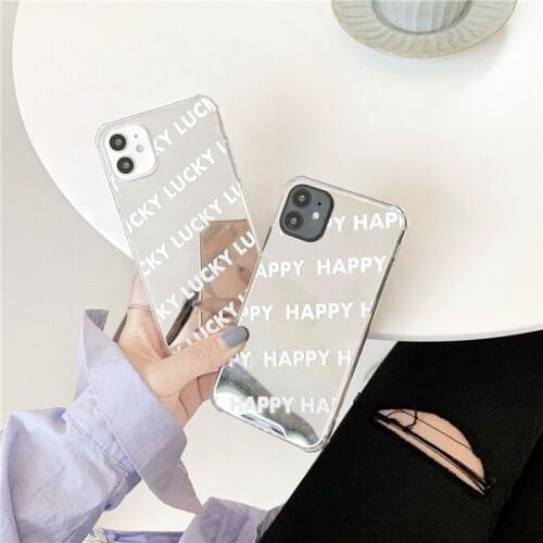 Simple Mirror Lette Relief Phone Case For Iphone 11 12 Pro Max 6 7 8 X XS Max XR SE2 Fashion Couple Shockproof Full Case Cover
