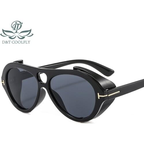 D&T 2021 New Fashion Oval Sunglasses Women Men Color Lens Frame Metal Decorate Vintage Brand Designer Leopard Casual Sunglasses