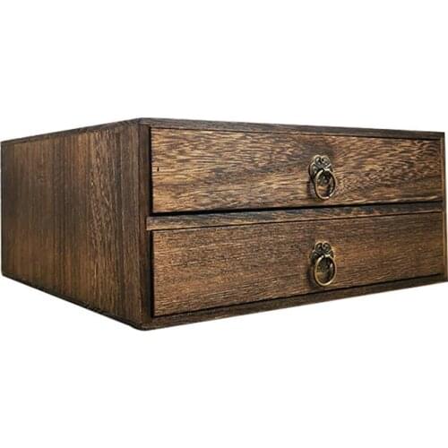 Wooden Storage Box Drawer Type Postcard Sundries Organizer Box Handmade Craft Jewelry Case Container Decoration