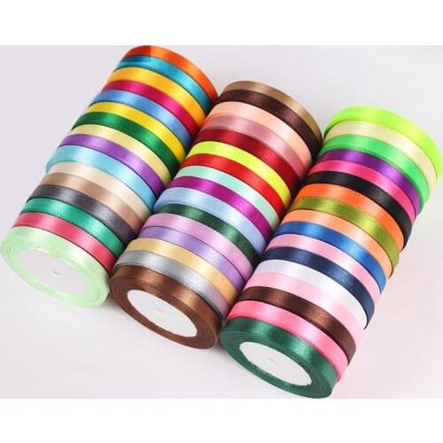 3/8" (10mm) 25 Yards Cheap Satin Ribbon arts crafts & sewing White Black Blue Purple Ribbon handmade diy material gift wrap