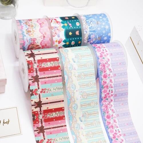 DIY Cartoon Christmas Printed Grosgrain Ribbon For Craft Supplies Sewing Accessories 5 Yards. 50443